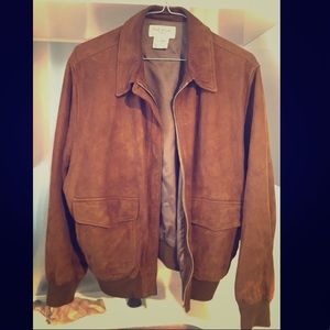 RARE Vintage Suede Cognac Leather Aviator Bomber